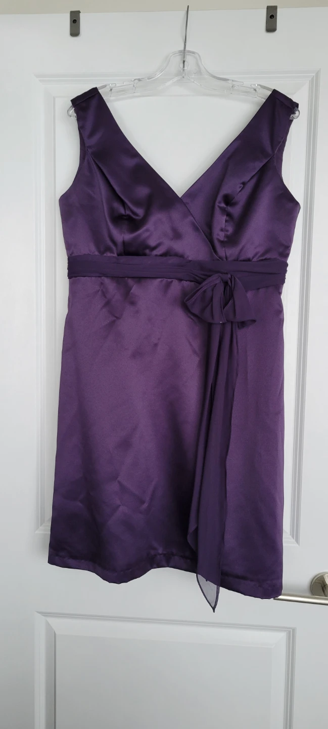 After Six Purple Satin Knee-Length Dress Size 16 - photo 2