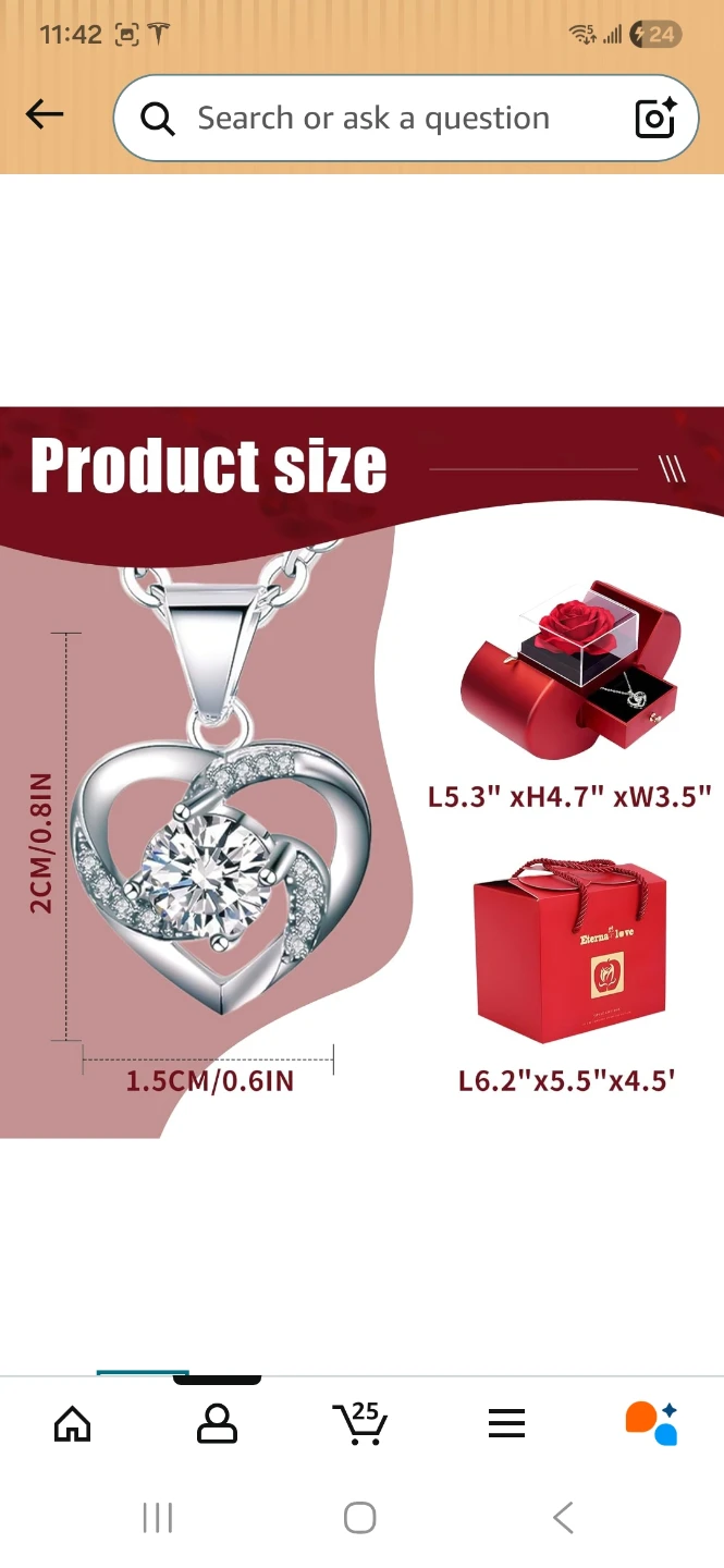 Heart Pendant Necklace with Preserved Rose Jewelry Box - photo 2