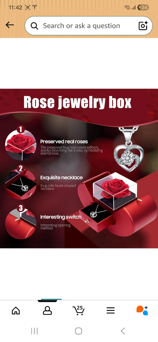 Heart Pendant Necklace with Preserved Rose Jewelry Box - photo 3