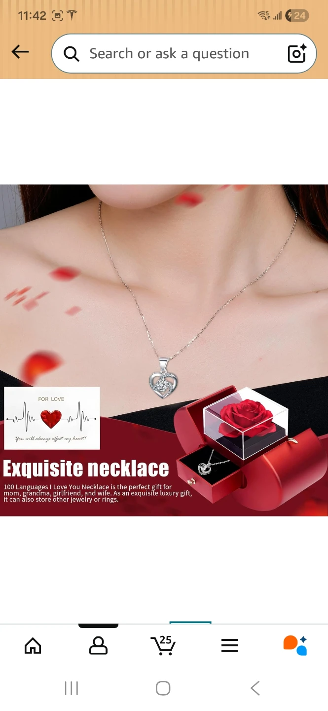 Heart Pendant Necklace with Preserved Rose Jewelry Box - photo 5