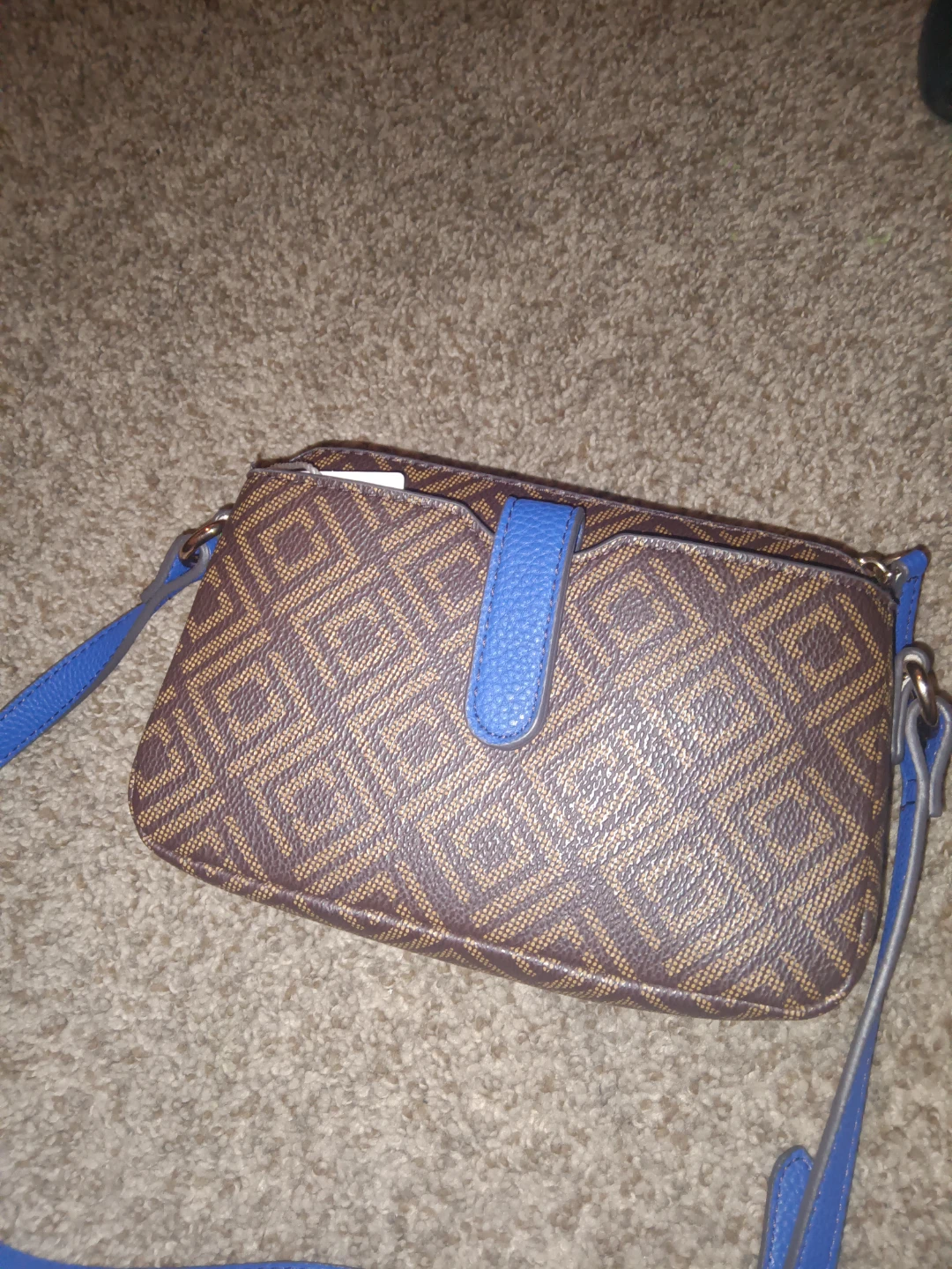 Penney's Ariel Camera Crossbody Bag Brown Blue Patterned - photo 5