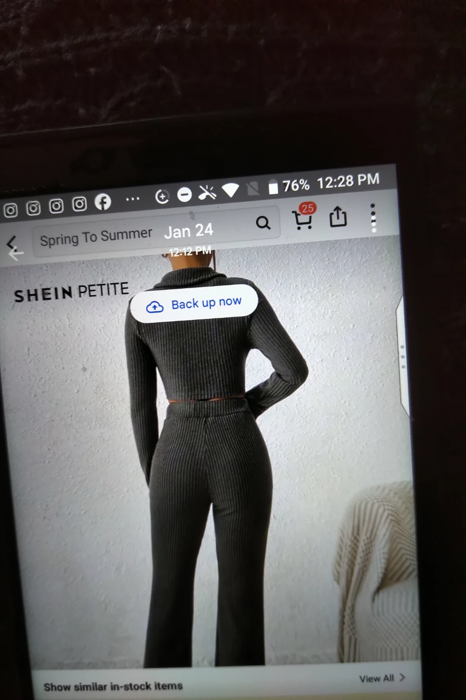 SHEIN Petite Ribbed Zipper Crop Top and Flare Pants Set - photo 3