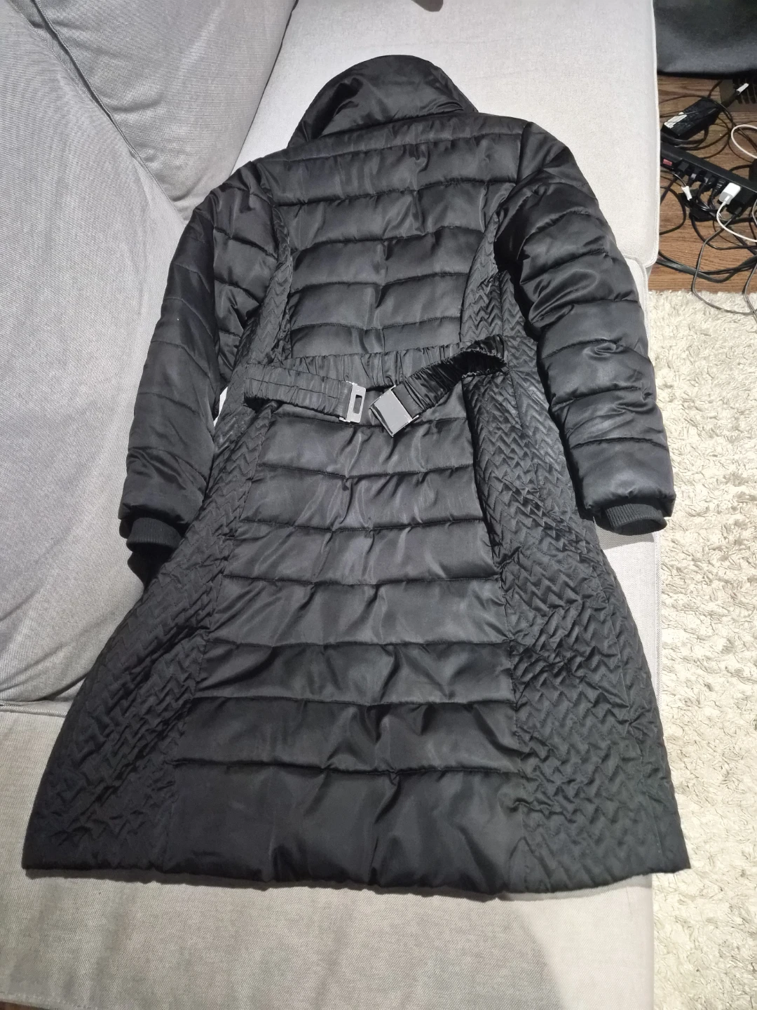 Miss Selfridge Black Puffer Coat with Belt - photo 5