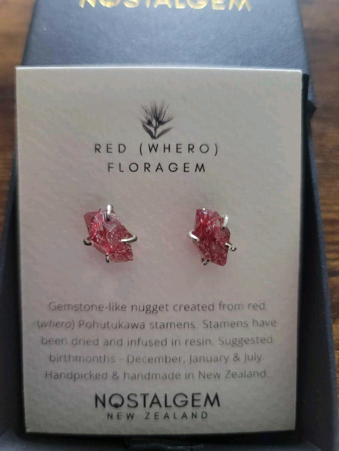 NOSTALGEM Red (Whero) Floragem Earrings - photo 2