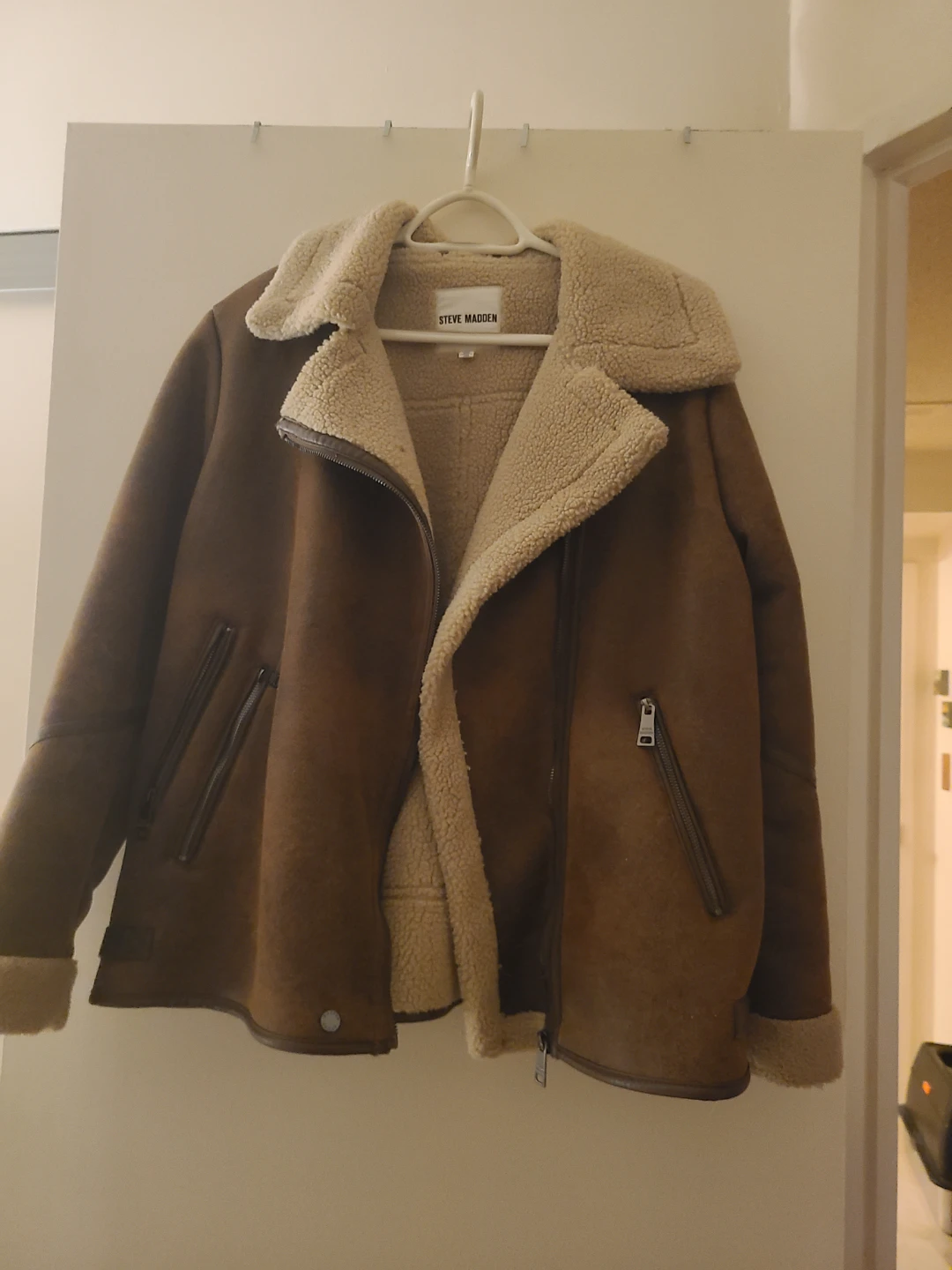 Steve Madden Faux Shearling Lined Aviator Jacket