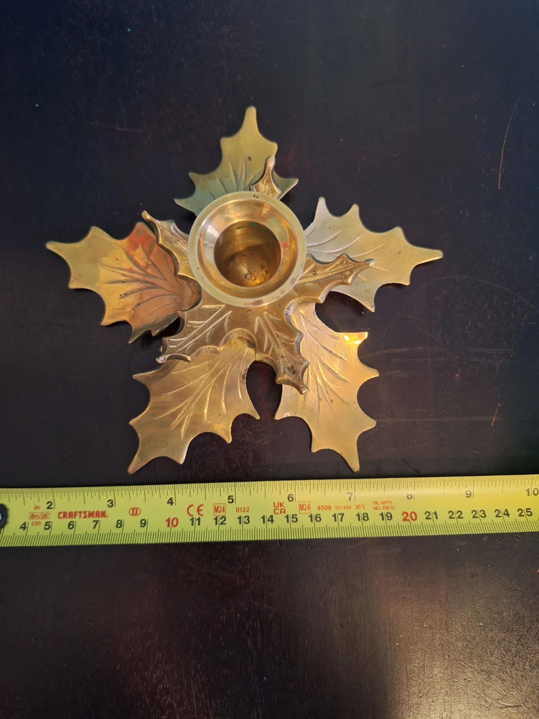 Vintage Brass Leaf Candlestick Holder - photo 4