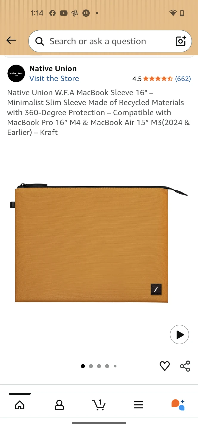 Native Union W.F.A MacBook Sleeve 16" - Kraft