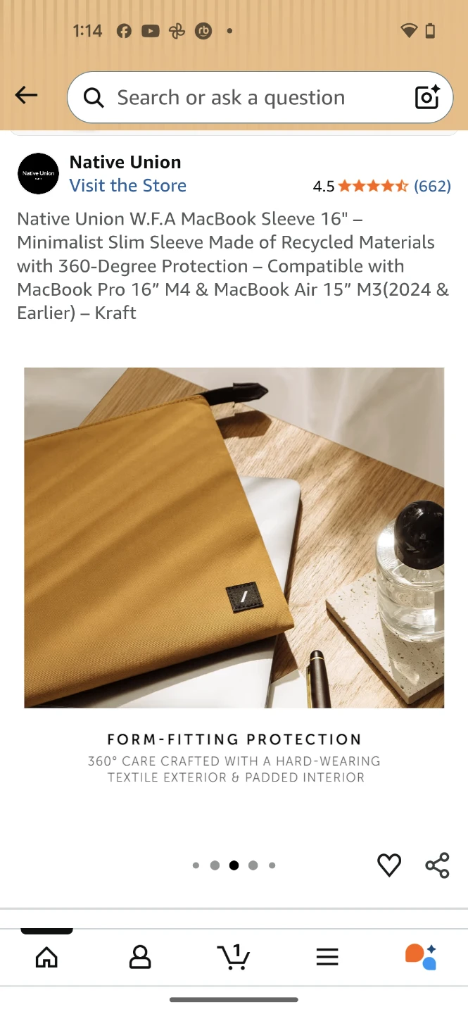Native Union W.F.A MacBook Sleeve 16" - Kraft - photo 3