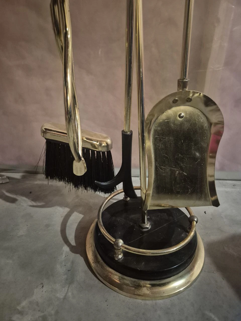 Brass Fireplace Tool Set with Marble Base - photo 2