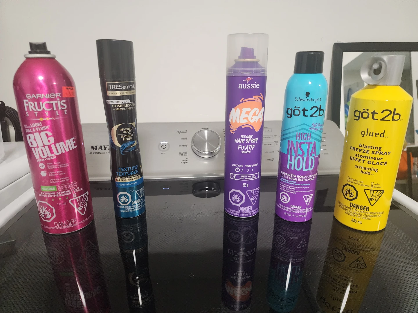 Assorted Hair Sprays - Garnier, TRESemmé, Aussie, got2b
