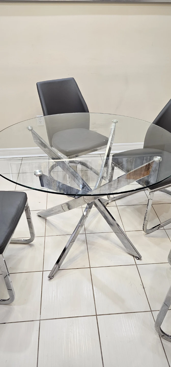 Glass Top Dining Table with 4 Chairs - photo 2