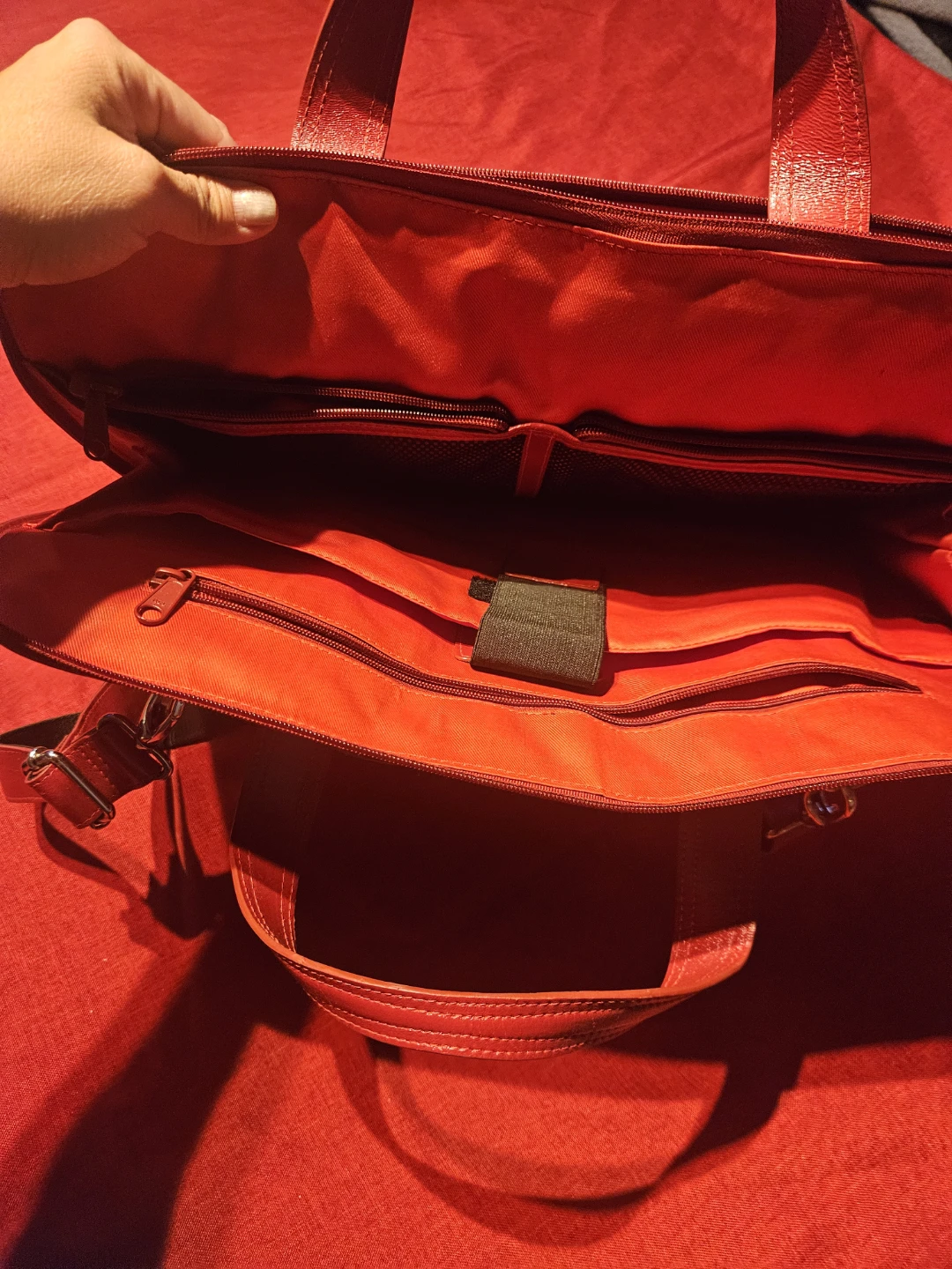 Red Leather Briefcase / Laptop Bag - photo 3