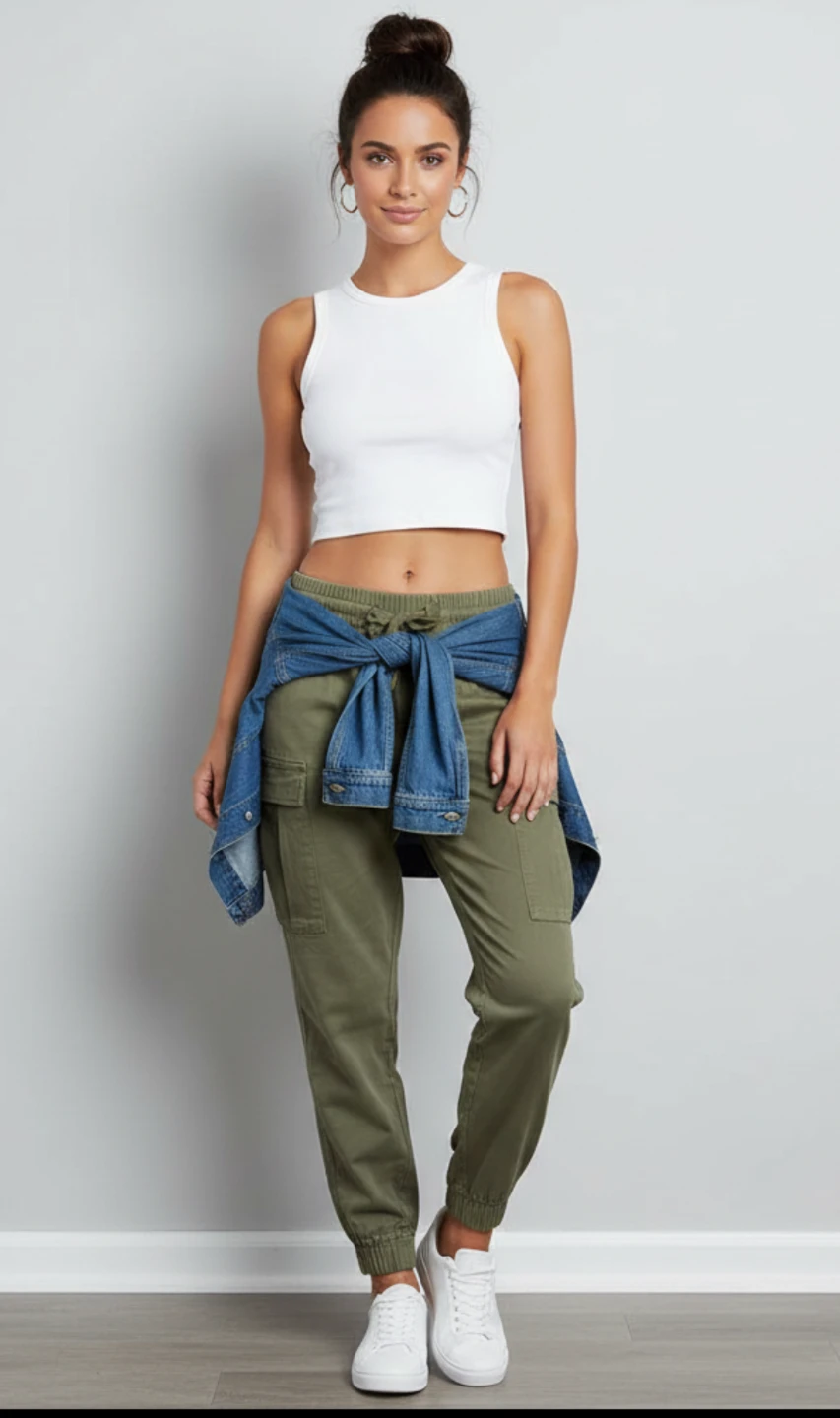 Women's Cargo Jogger Pants - Olive Green - XS - photo 2