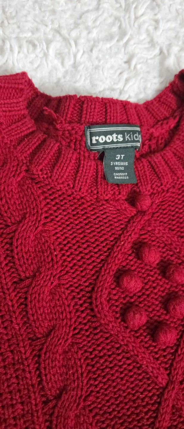 Roots Kids Red Cable Knit Sweater Size 3T - photo 2