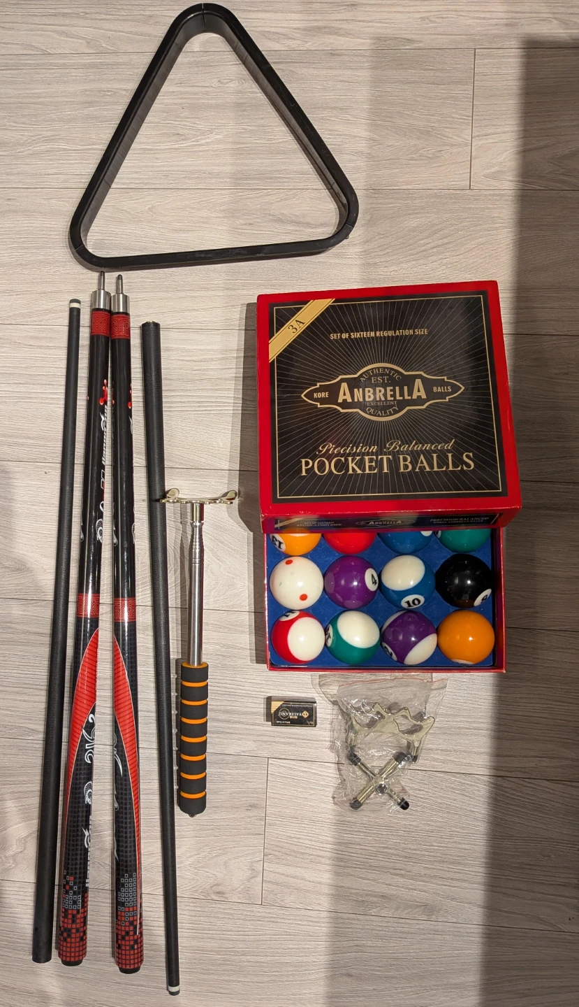 Pocket Balls Set with Billiard Cues and Rack