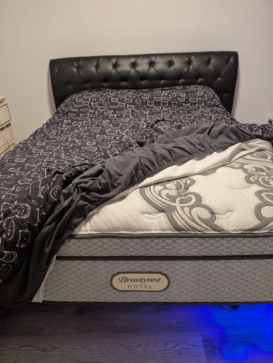 Queen Size Beautyrest Hotel Mattress & Bed Frame with LED Lights