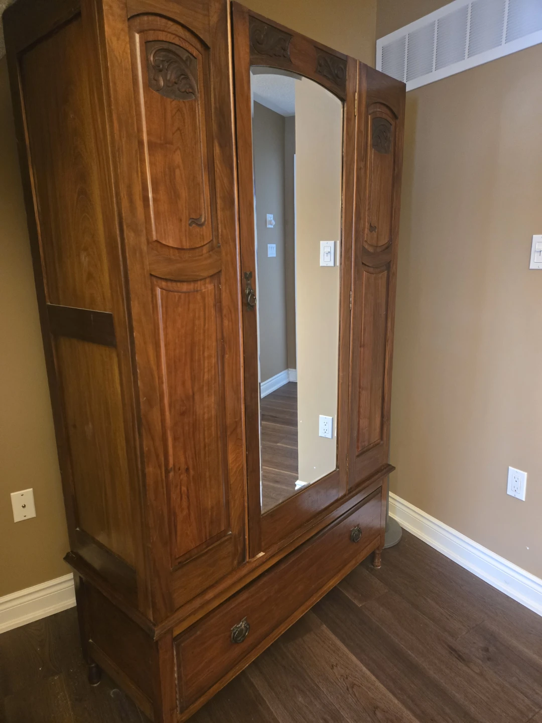 Antique Armoire Wardrobe with Mirror