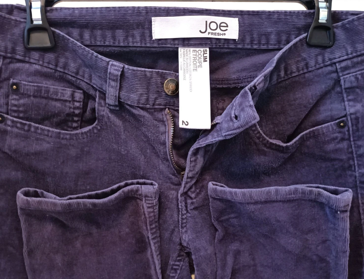 Joe Fresh Slim Corduroy Pants - Purple - Size 2 - photo 3