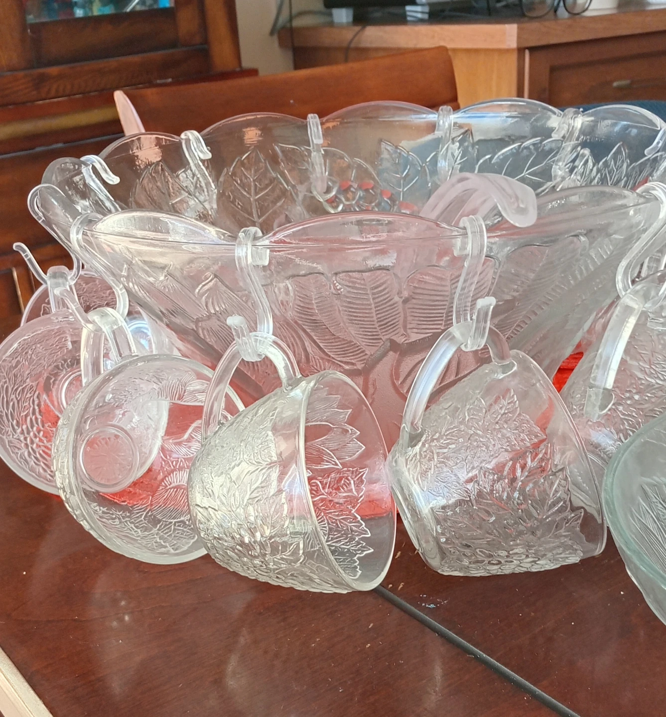 Glass Punch Bowl Set with Cups