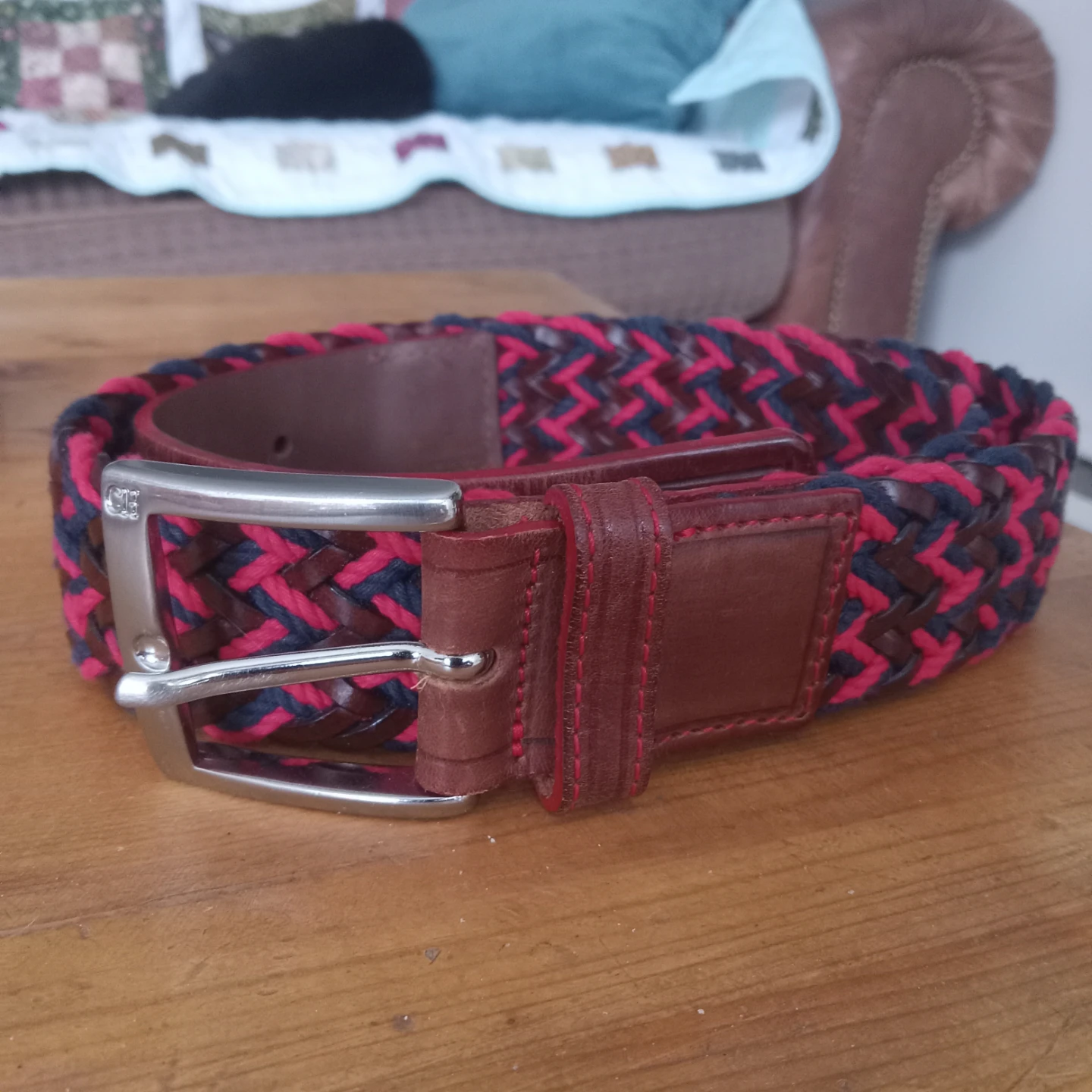 Carolina Herrera Woven Braided Leather Belt 90/34