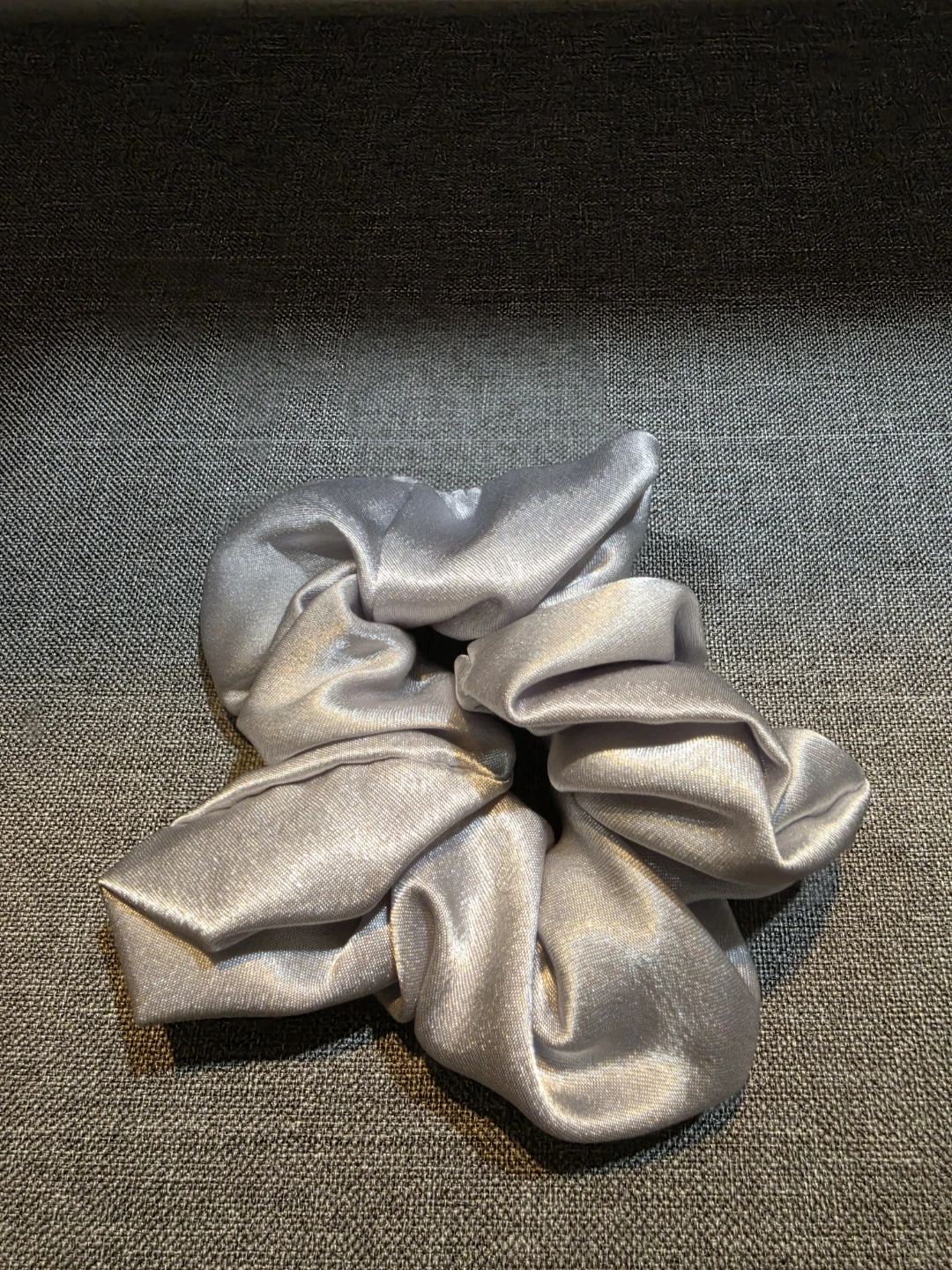 Silver Satin Scrunchie (Medium)