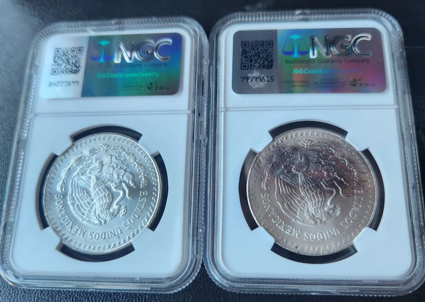 1983 & 1984 Mexico 1 Onza Silver Coins NGC MS 66 - photo 2