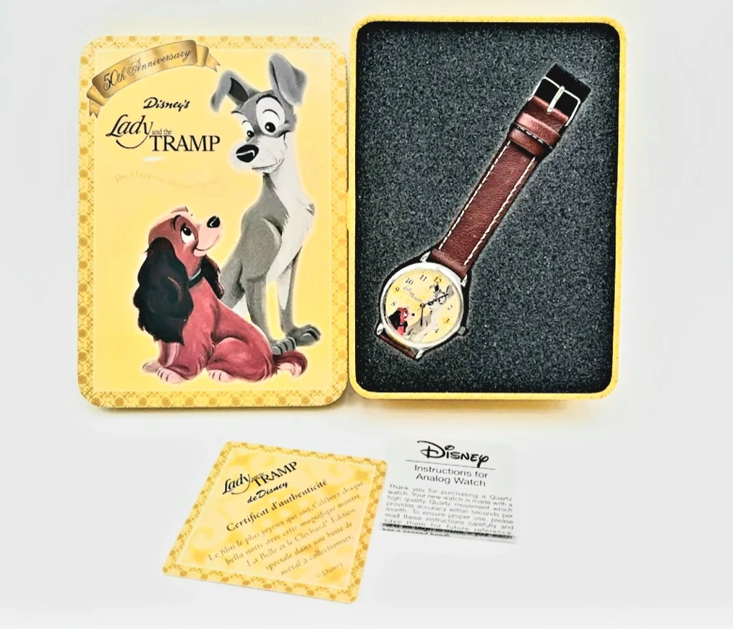 Disney Lady and the Tramp 50th Anniversary Analog Watch with Tin