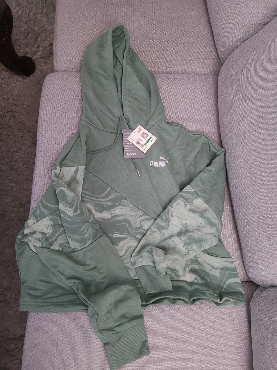 Puma Relaxed Fit Hoodie - Green, large size