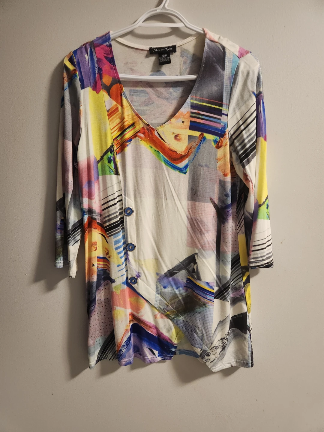 Michael Ebert Abstract Print V-Neck Top - photo 2