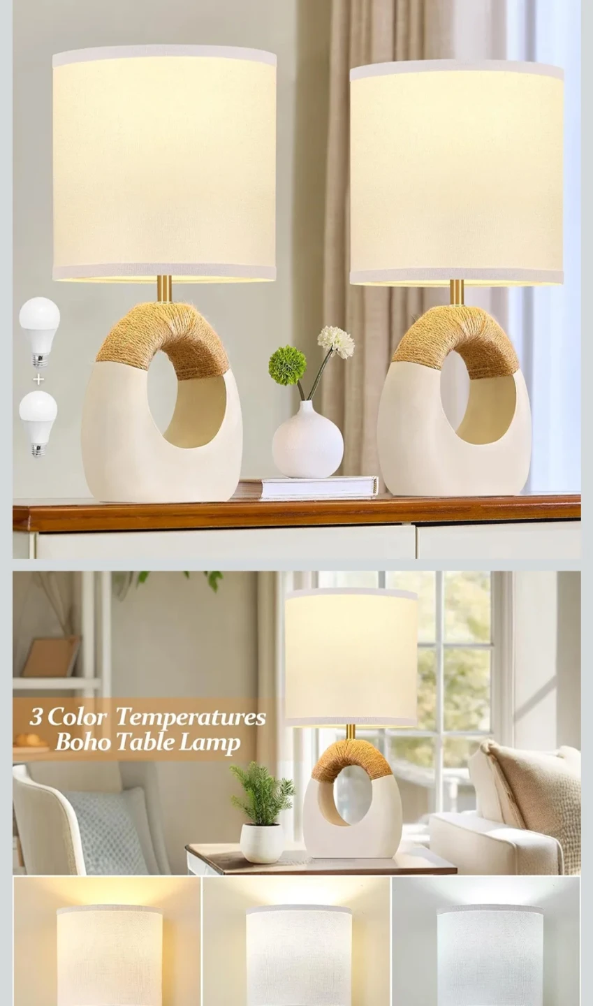Boho Table Lamp with 3 Color Temperatures