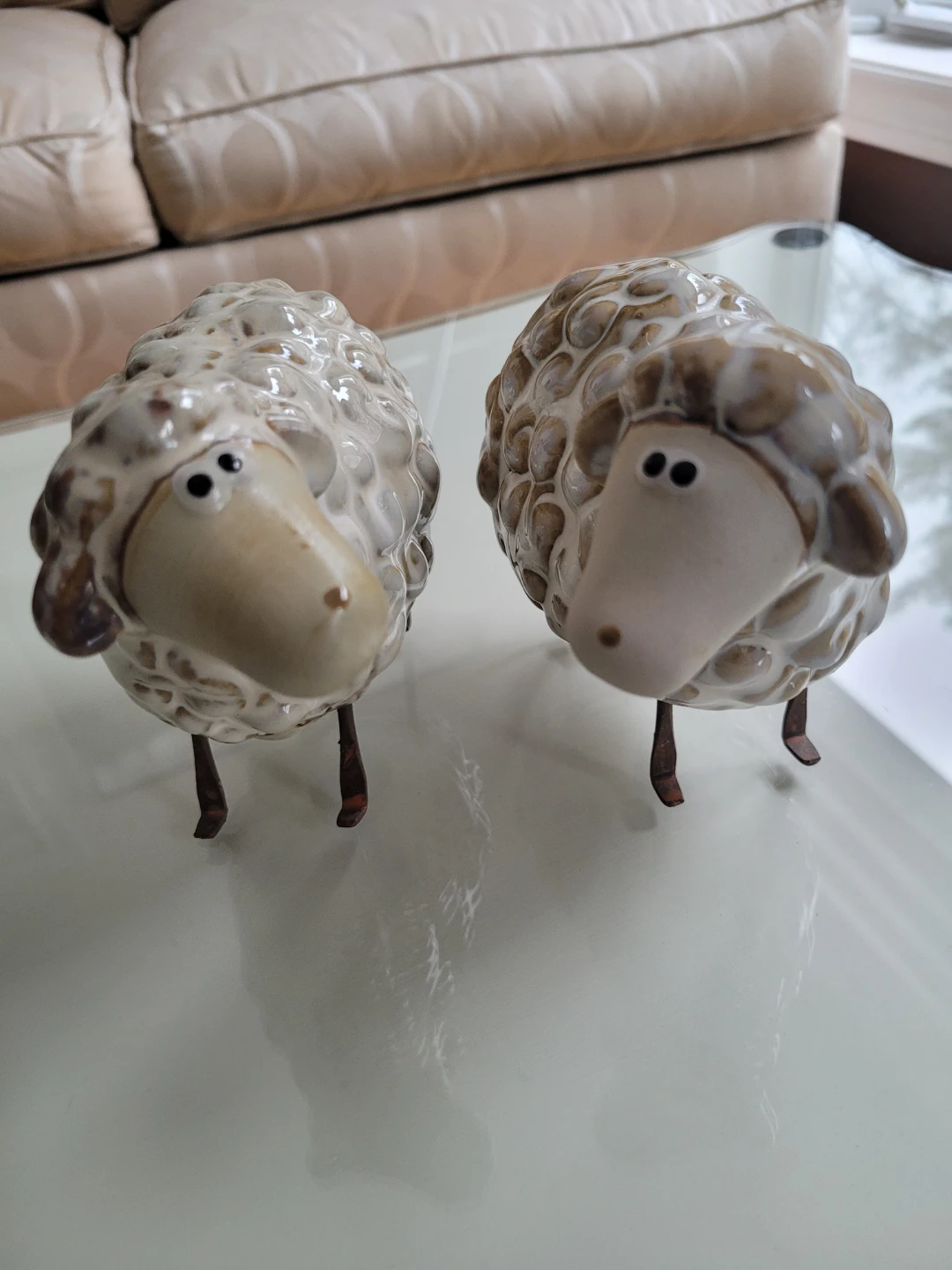 Vintage Whimsical Ceramic Sheep Figurines (Set of 2)