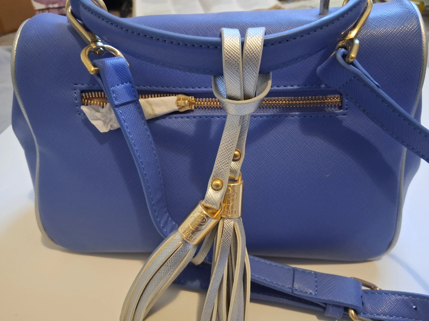 Feri Blue Top Handle Handbag with Tassel - photo 3