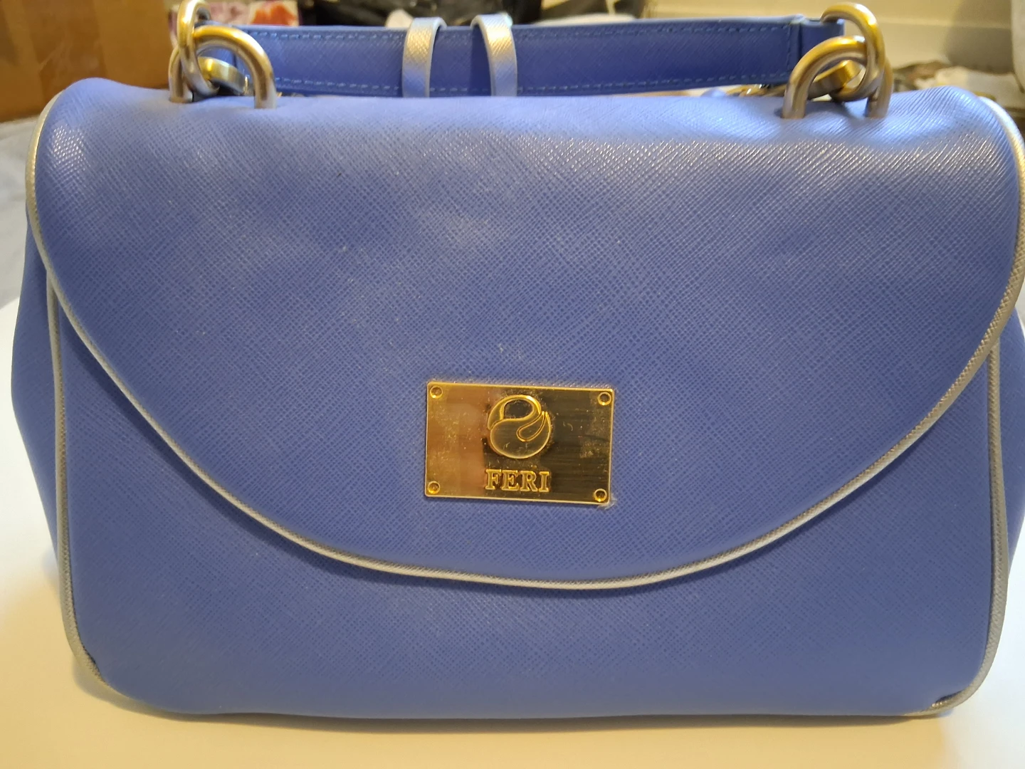 Feri Blue Top Handle Handbag with Tassel - photo 4