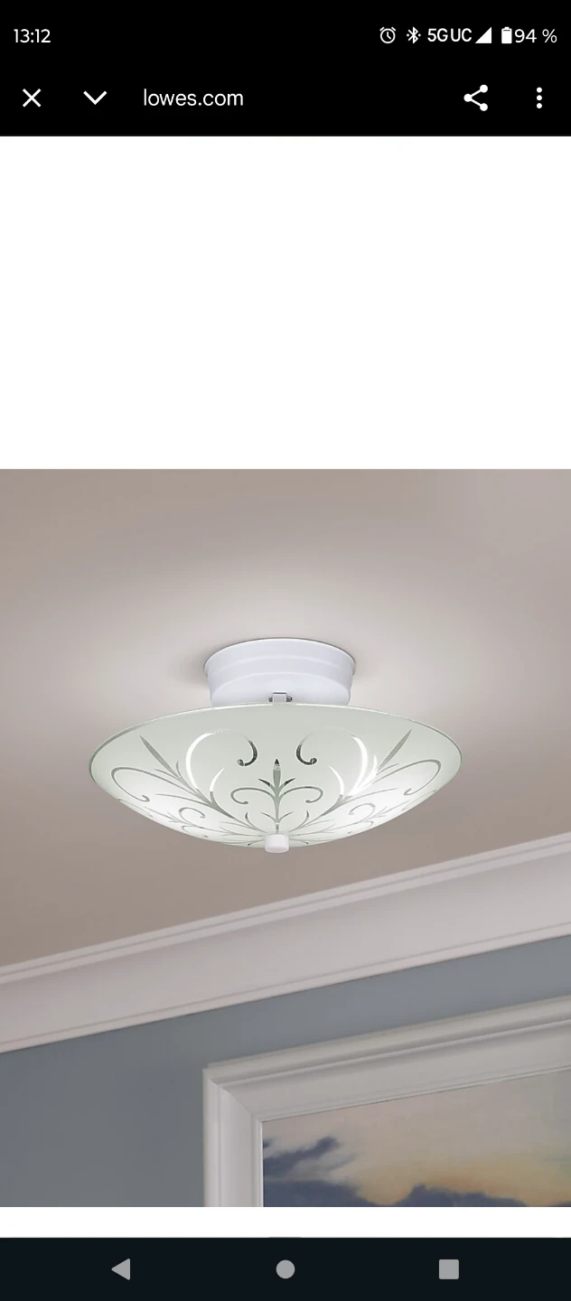 White Ceiling Light Fixture with Frosted Glass Shade - photo 3