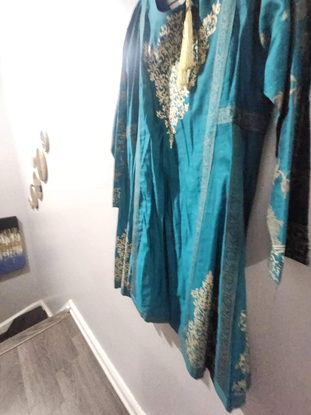 Teal Kurti with Gold Embroidery - photo 5