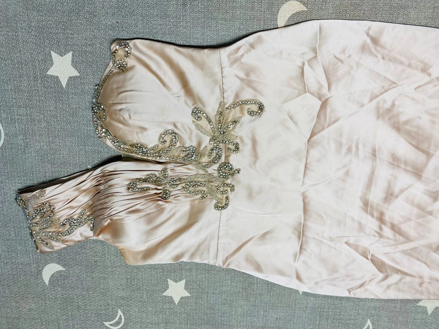 Elegant Beaded Satin Dress