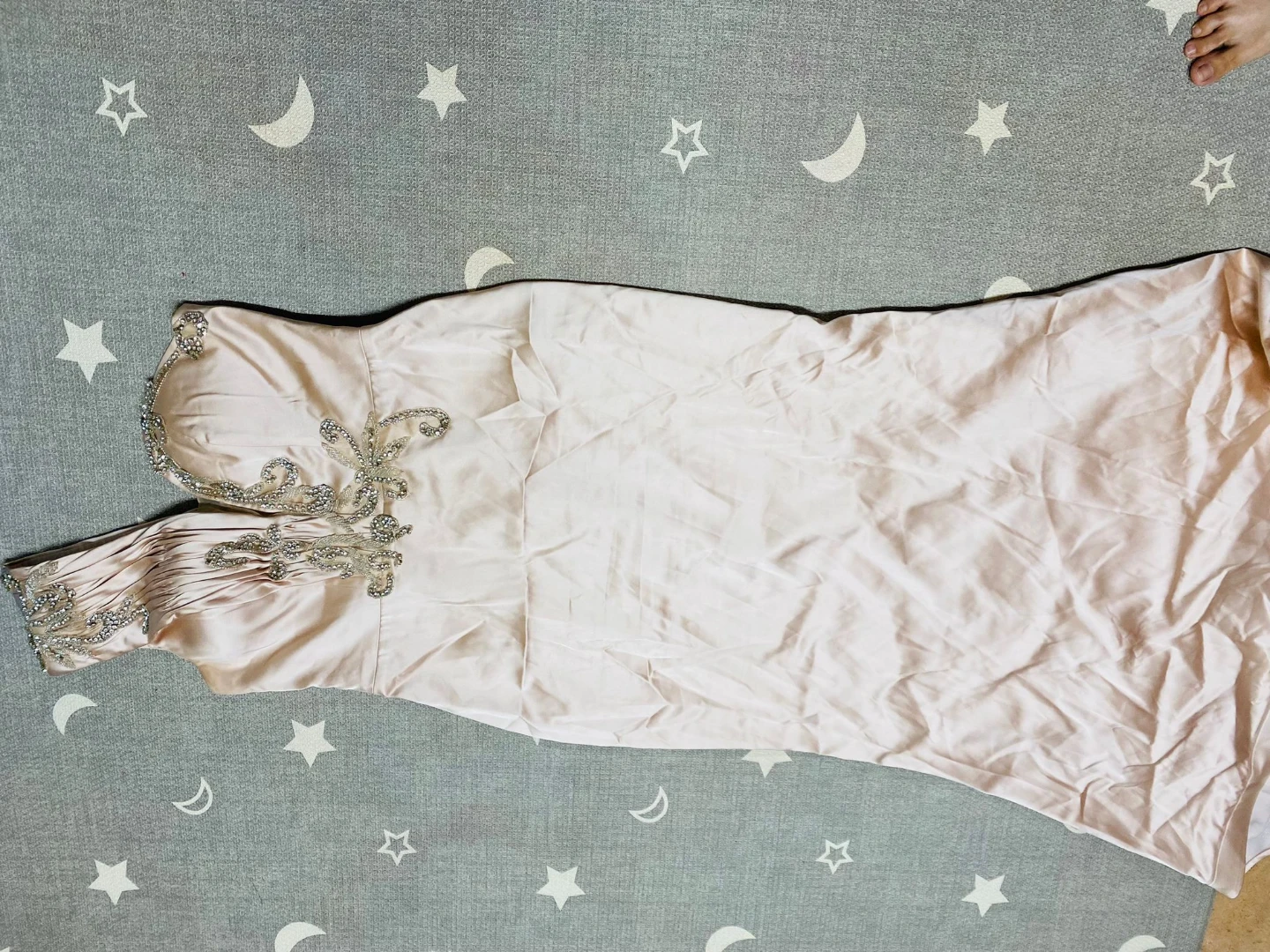 Elegant Beaded Satin Dress - photo 2