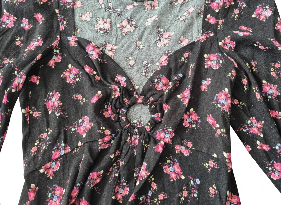 Afrm Womens Floral Plunge Blouse Long Sleeve 🏆 - photo 4