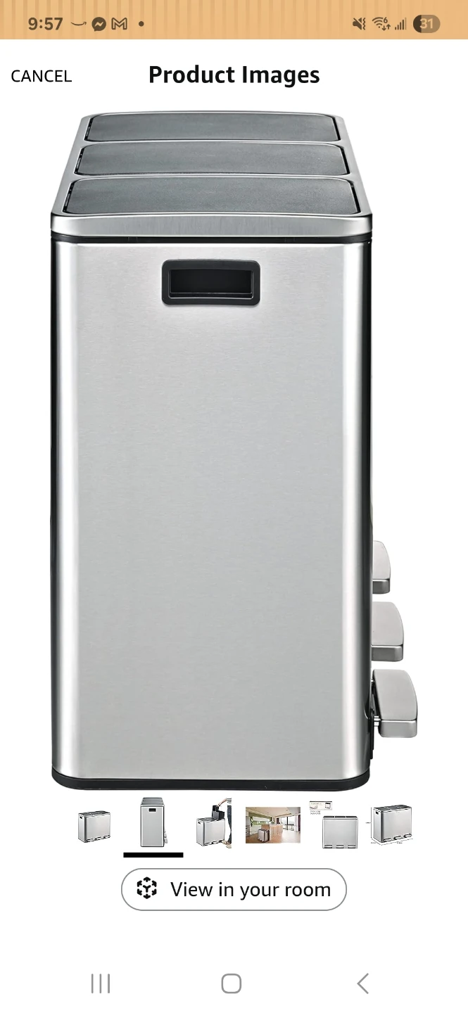 Step N' Sort 3-Compartment Trash and Recycling Bin - photo 4
