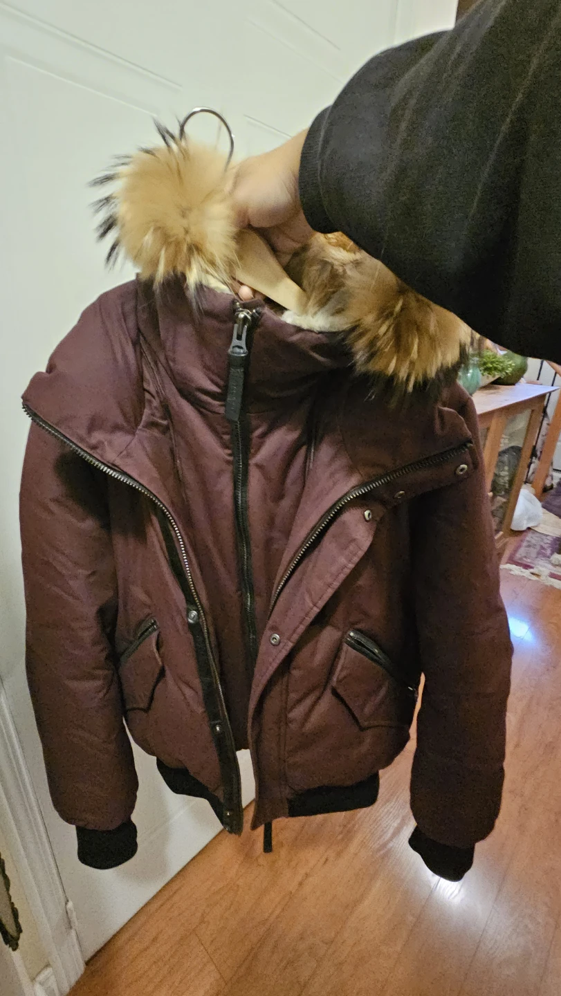 Mackage Burgundy Bomber Down Jacket fits small to medium - photo 5