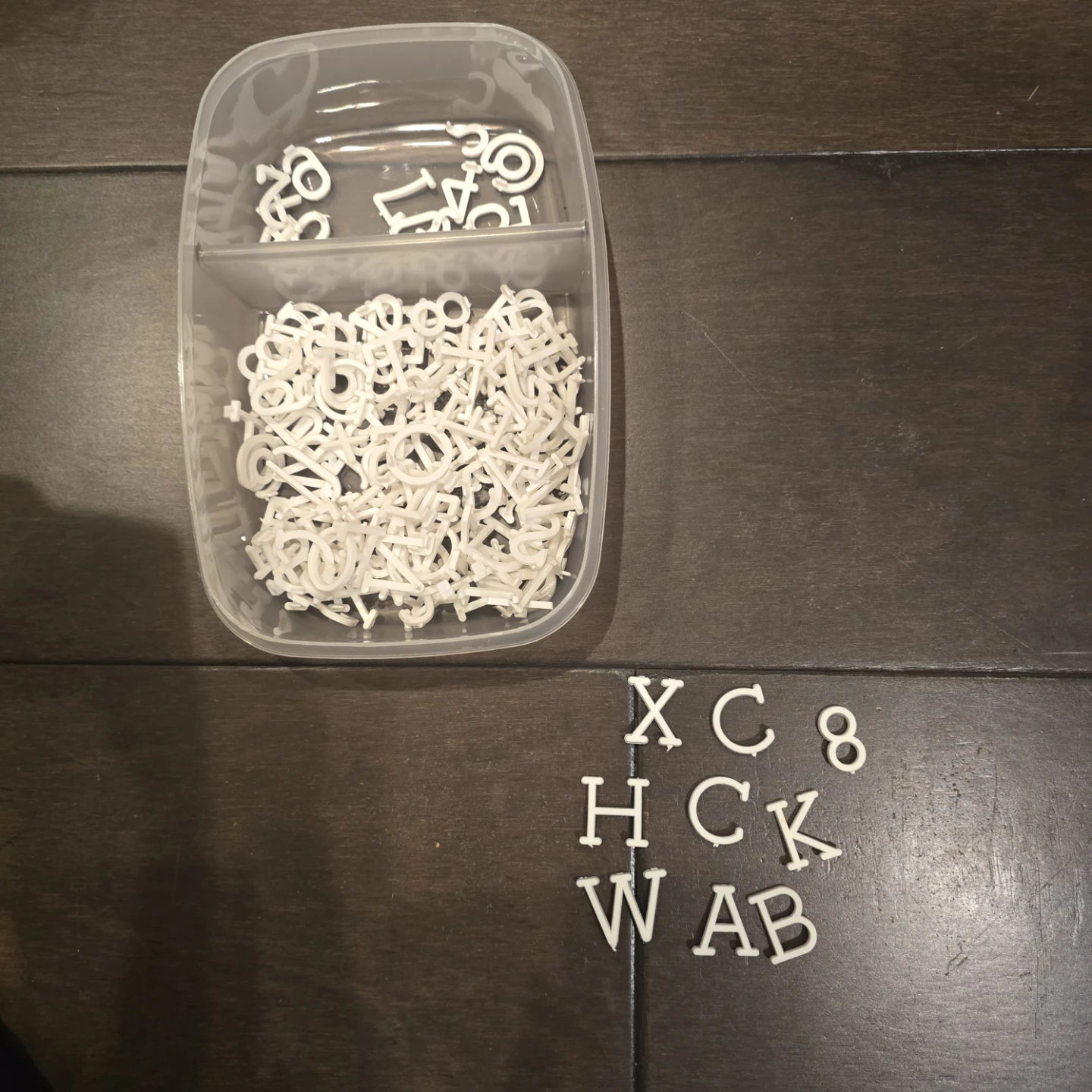 White Plastic Letters and Numbers Set