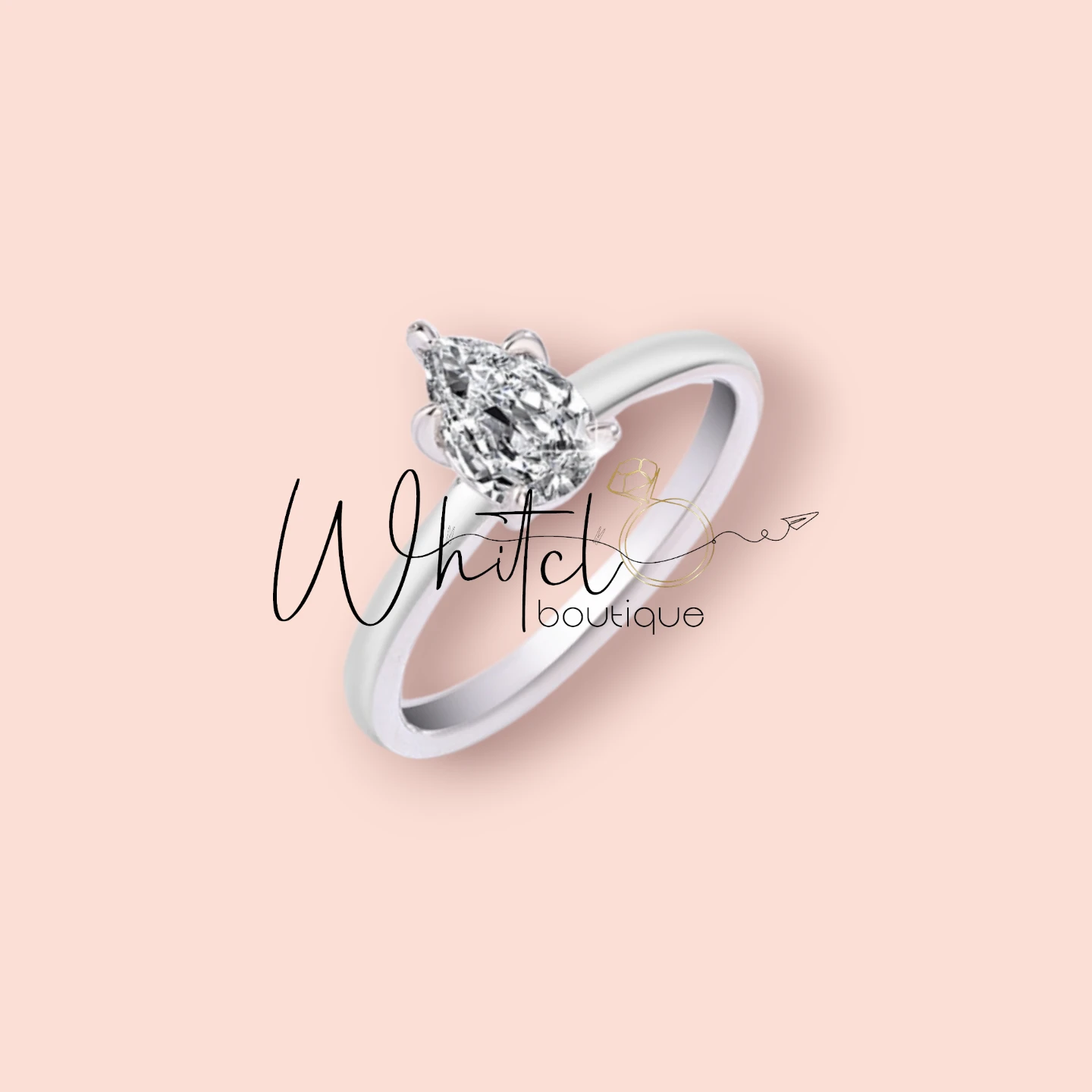 1.0 carat Pear Cut Moissanite  Diamond Engagement Ring