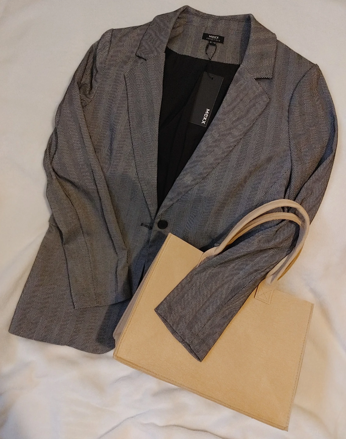 Women's Relaxed Fit Tweed Blazer & Tote Bag - New
