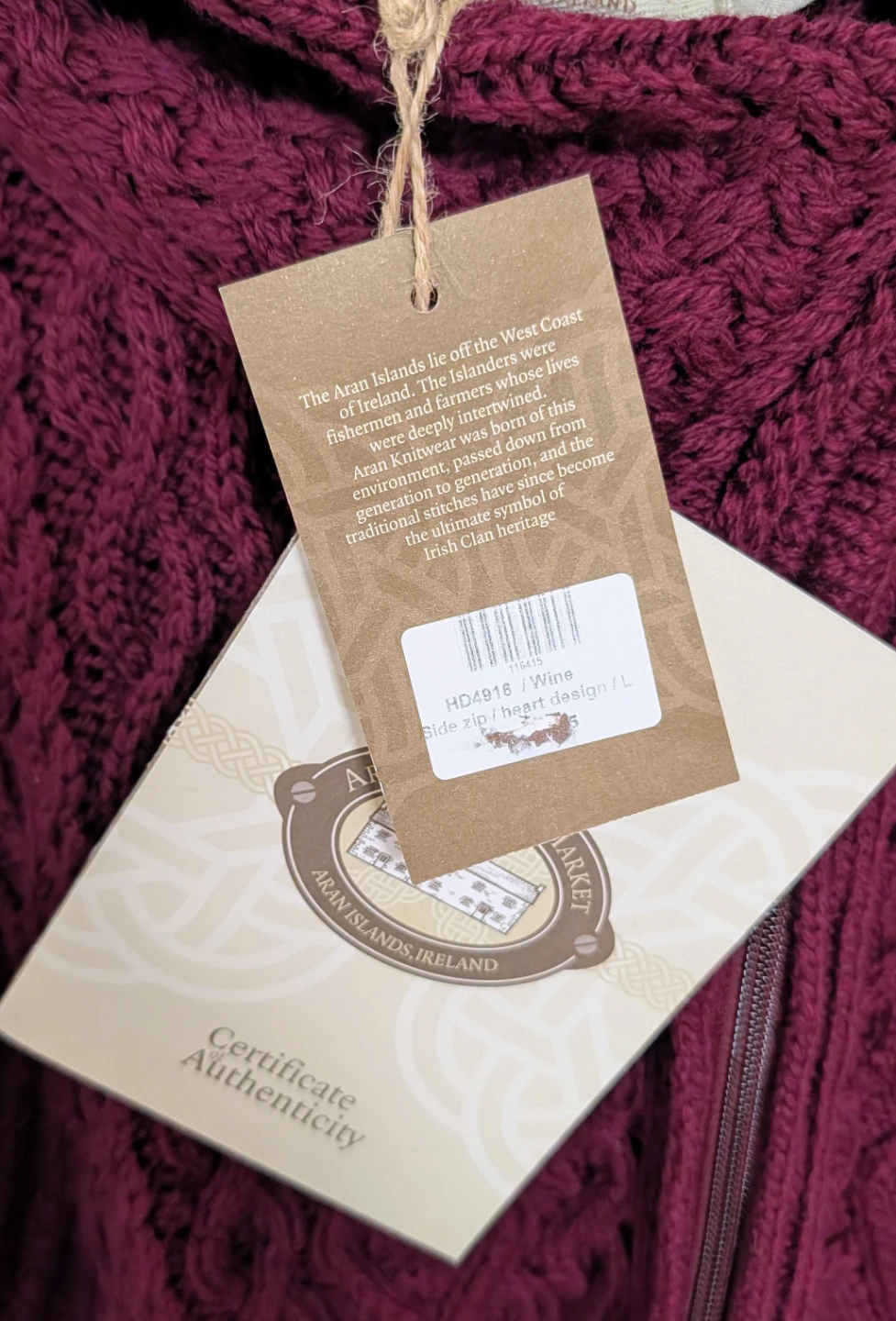 Brand New with Tags Aran Burgundy Sweater - Women's Large - photo 4