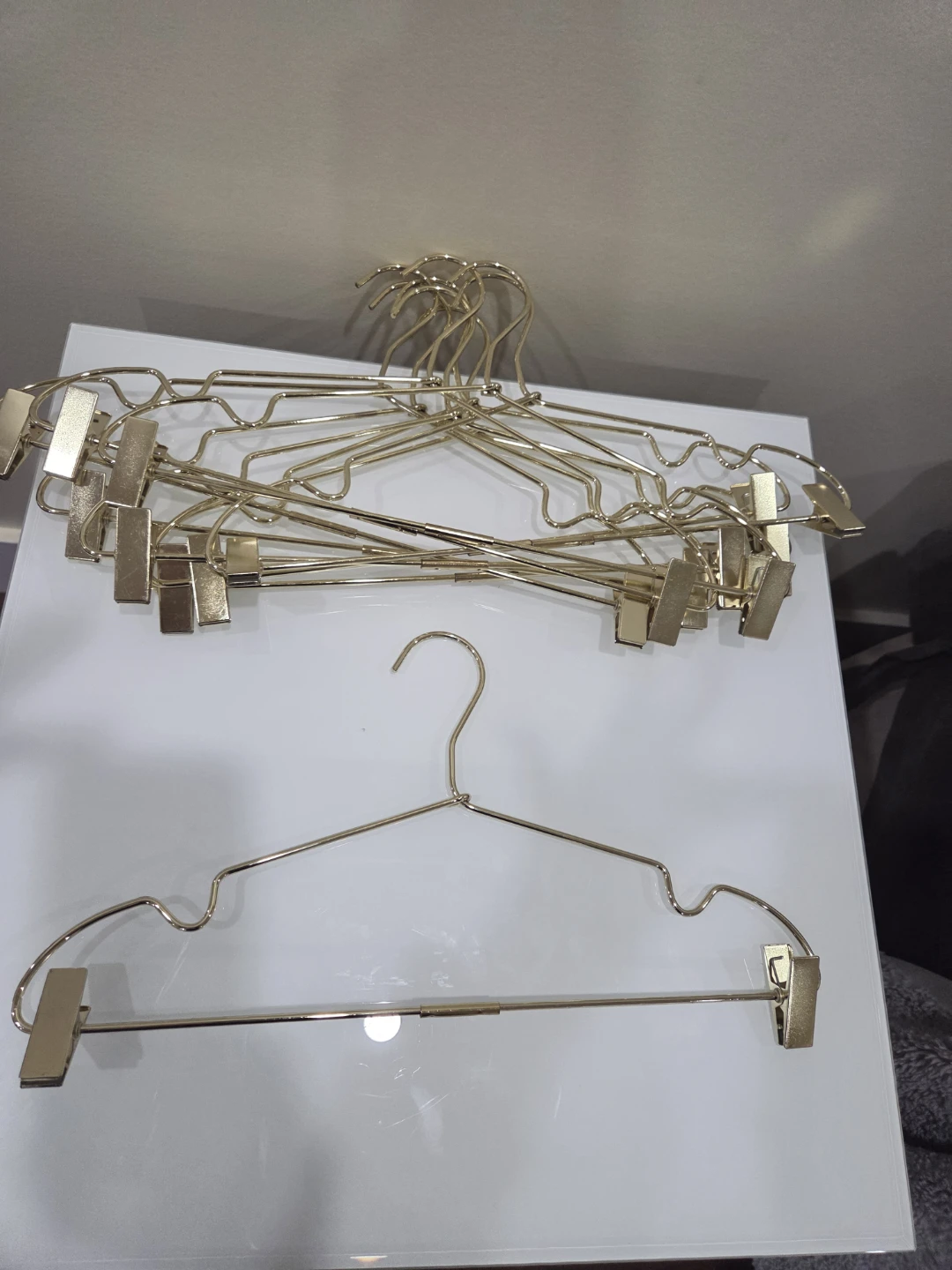 Set of 10 Gold Metal Clip Hangers