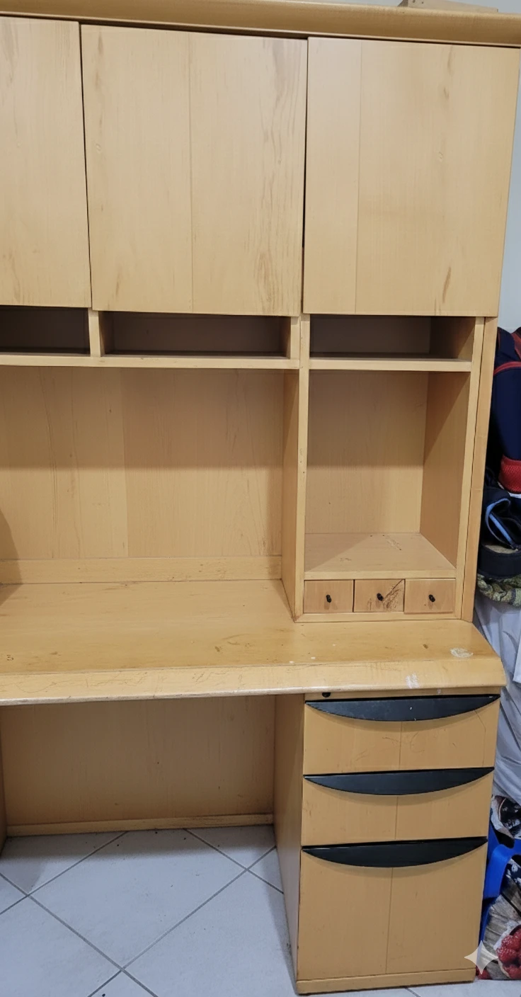 Pine Wooden Desk with Hutch - photo 2