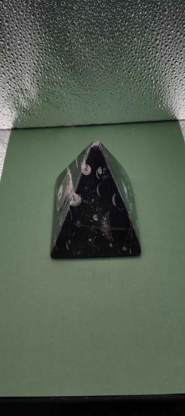 Decorative Black orthoceras Ammonite Fossil Pyramid - photo 3
