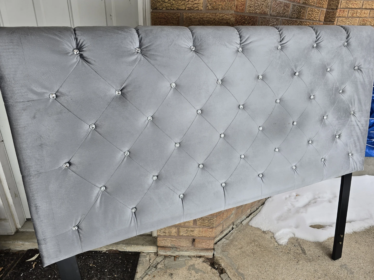 Candace Upholstered Headboard - Queen Size - Grey Velvet