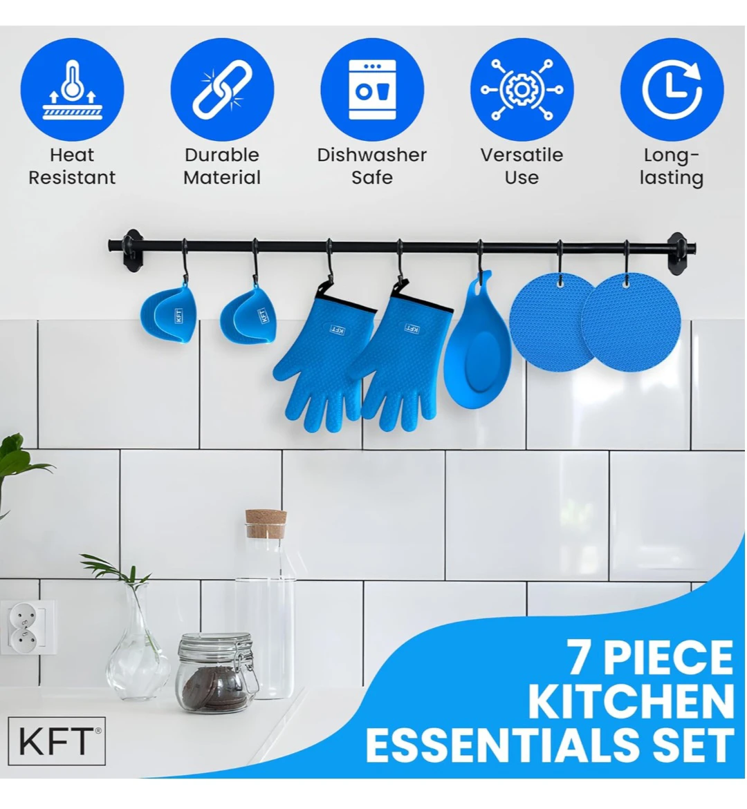 KFT 7 Piece Blue Silicone Kitchen Essentials Set - photo 2