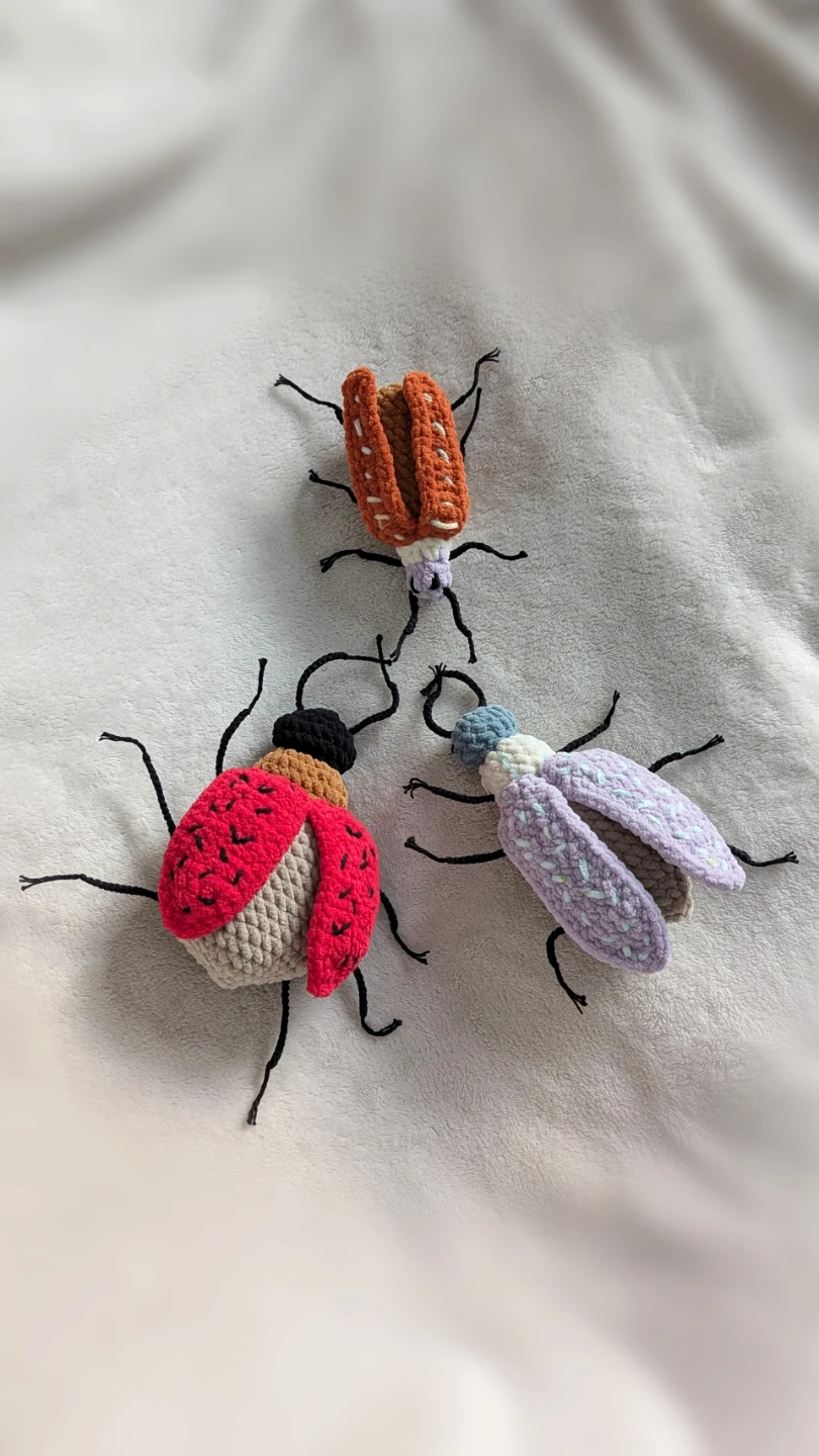 Handmade Crochet Bug Figurines (Set of 3)